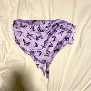 satin butterfly bandana shirt